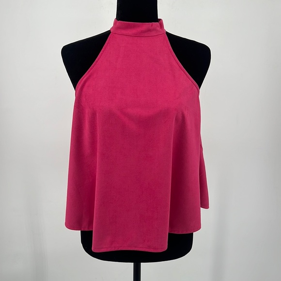 She and Sky NWT Microsuede Pink Halter Top sz. Small - Picture 1 of 12